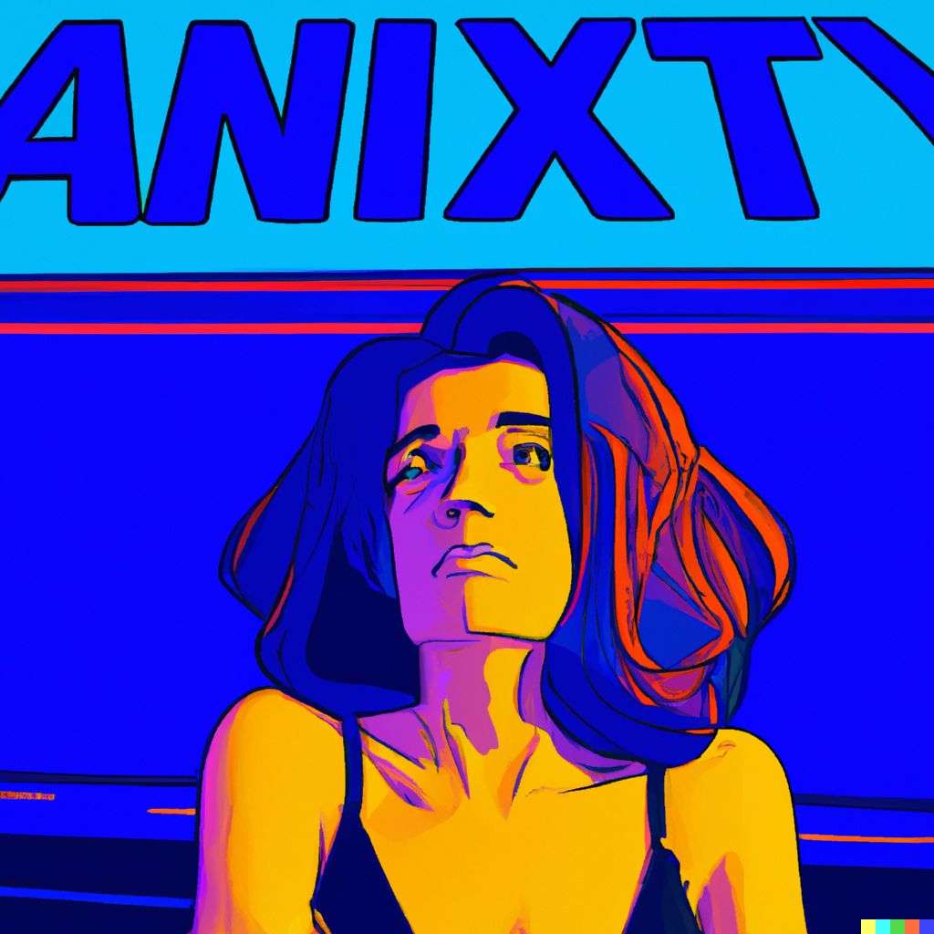 a representation of anxiety, digital art, synthwave